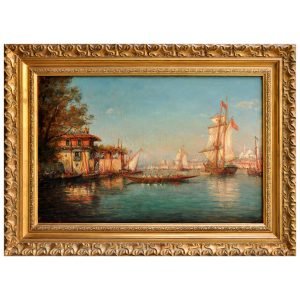 Charles MALFROY (1862-1918) - Fransız Oryantalist Ressam - Tuval Üzerine Yağlıboya Tablo - "Boğaz 'da Yelkenliler" - İmzalı 'Malfroy' - 60.00 x 92.00 cm