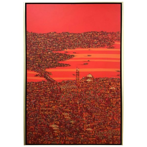 Devrim Erbil (1937-) - Türk Ressam - Tuval Üzerine Yağlıboya Tablo - "İstanbul Kırmızı" - İmzalı ve Tarihli (orta üst) - 'devrim 2007' - 140.00 x 90.00 cm