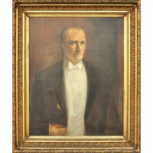 Edip Hakkı KÖSEOĞLU (1904-1990) - "Mustafa Kemal ATATÜRK" - İmzalı 'H. Edip 954' (1954) - Tuval Üzerine Yağlıboya - 100.00 x 80.00 cm -1-