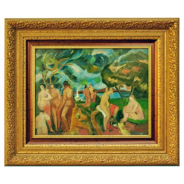 Eren EYÜBOĞLU (1907-1988) - Türk Kadın Ressam - Tuval Üzerine Yağlıboya Tablo - "Bahar Banyosu" - İmzalı (sol alt) 'Eren Eyüboğlu' - 50.00 x 64.00 cm