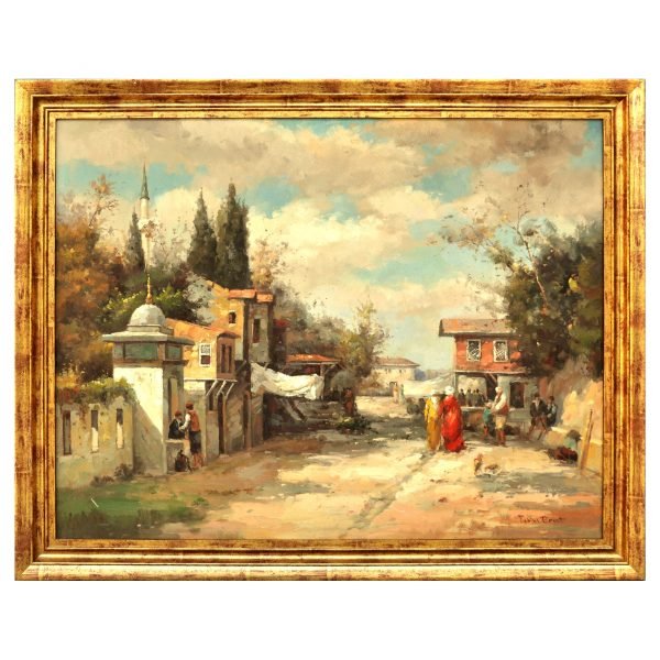 Fabius Brest (*sonrası) Fransız Oryantalist Ressam - Tuval üzerine Yağlıboya Tablo - "Üsküdar" - İmzalı (sağ alt) 'Fabius Brest' - 80 x 100 cm