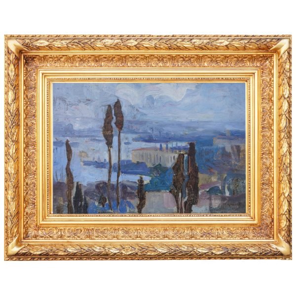 Hikmet Onat (1882-1977) - Türk Ressam - Tuval Üzerine Yağlıboya Tablo - "Cibali Tütün Fabrikası" - İmzalı ve Tarihli (sağ alt) 'Hikmet 1932' - 32.00 x 45.00 cm