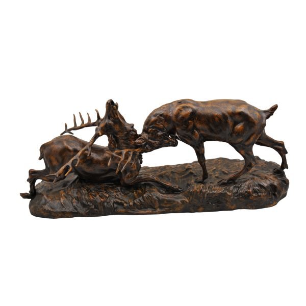 Thomas François Cartier (1879-1943) - Fransız Heykeltıraş - Bronz Heykel - "Combat de Cerfs" - İmzalı 'T. CARTIER' - G: 65.00 cm