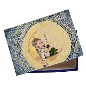 Stardust Ceramics - Van Gogh On The Moon - Decorative Ceramic Box - Edisyon 1/1 - Tamamı El Yapımı Seramik Dekoratif Ürün - Parlak Sır Yüzey - 19x13x5.5cm -1-