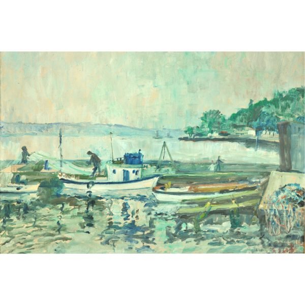 Hulusi Mercan - Balıkçı Kayıkları - İmzalı (sol alt) 'H. MERCAN' - Duralit Üzerine Yağlıboya - 65.00 x 80.00 cm -3-