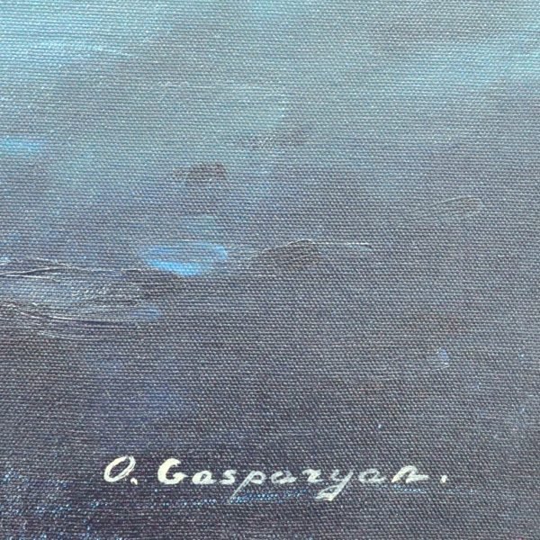 GASPARYAN - Ermeni Ressam - Ay Işığında İstanbul - İmzalı 'O. Gasparyan' (sağ alt) - Tuval Üzerine Yağlıboya - 60.00 x 180.00 cm (23.6 x 70.9 in) -2-