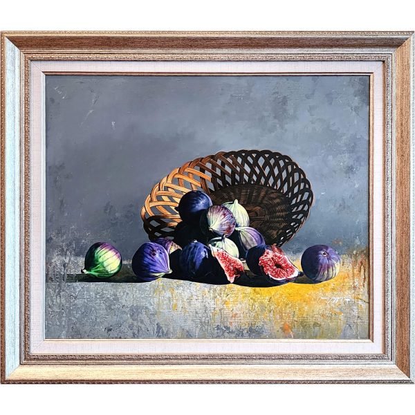 Hasan Saygın - Türk Ressam - İncirler Natürmort - İmzalı ve Tarihli 'Hasan Saygın 2012' (sağ alt) - Tuval Üzerine Yağlıboya - 50.00 x 61.00 cm